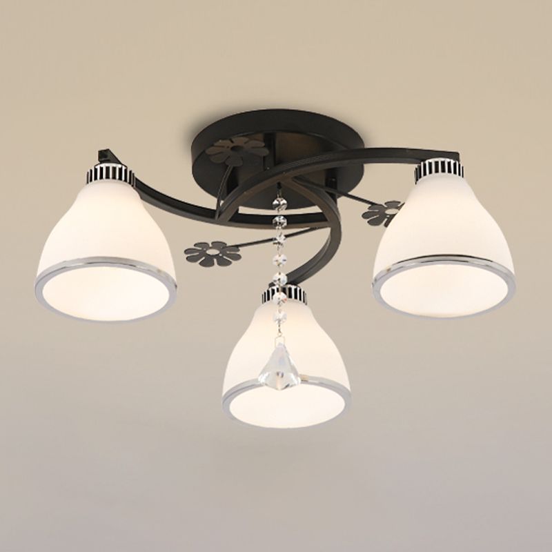 Light de plafond en verre moderne noir Multi Light Flush Mount Plafond Light for Dining Room