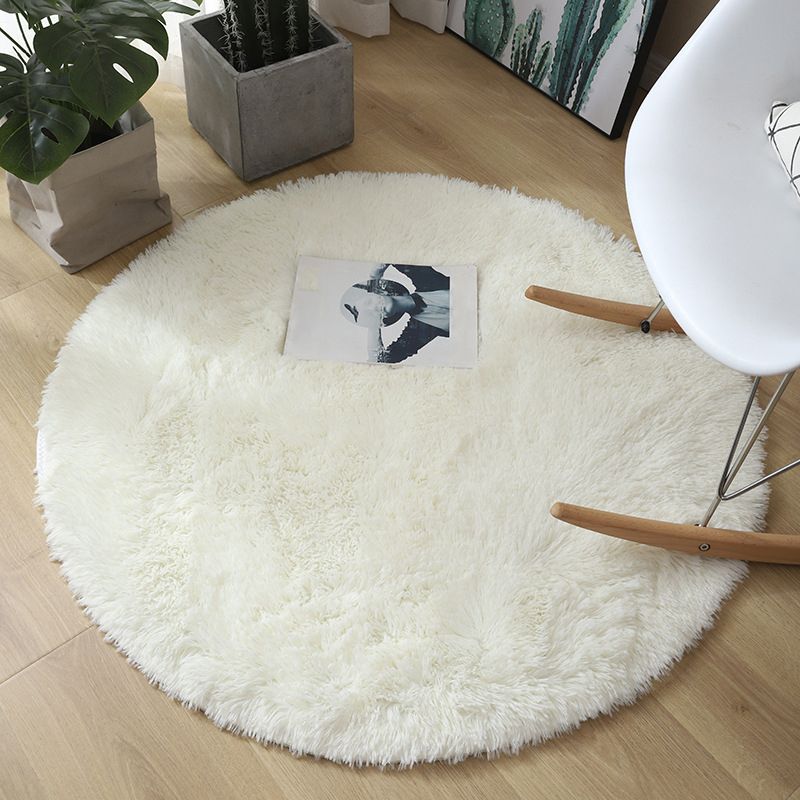 Round Plain Shag Trug Polyester Modern tapijt Non-slip achterbreien binnen tapijt voor woonkamer