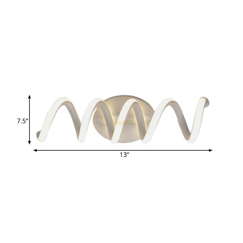 Spiral Bathroom LED Vanity Light Acrylic 1 Light Modernism Wall Mounted Mirror Light in Warm/White/Natural Light, 13"/18.5"/22.5" Wide