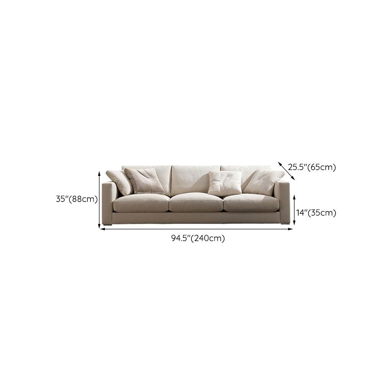 Standard Square Arm Sofa with Pillows Seating in Beige for Apartment