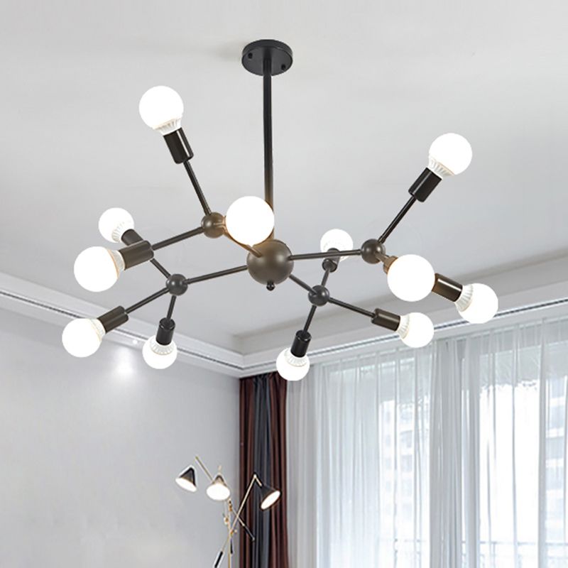 Postmoderne Kronleuchterleuchte Lampenleuchte exponierte Glühbirnen -Metall -Pendellicht für Wohnzimmer