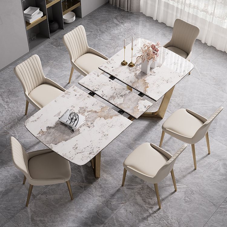Glam 1/4/5/7 Pieces Rectangle Dining Table Set with Sintered Stone Scalable Dinette Set