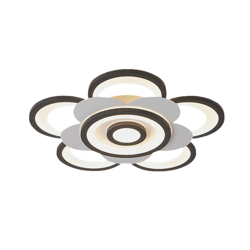 White and Black Flower-Like Flushmount Contemporary 20.5"/24.5" W LED Acrylic Ceiling Flush in White/Warm Light