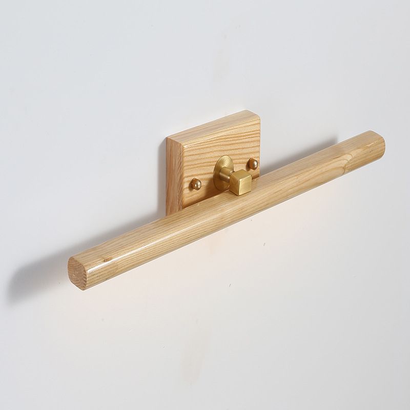 Simplicity Wooden LED Mirror Light Modern Style Long Strip Wall Sconce in Beige