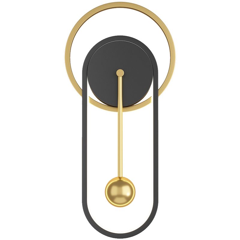 Luz de la pared de pared LED posmoderna ovalada de color negro y anillo de pared con sombra de metal