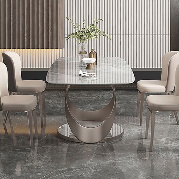 1/4/5/6/7 PCS Metal Glam Glam Dining Room Ensemble avec une table de dinet de table rectangle