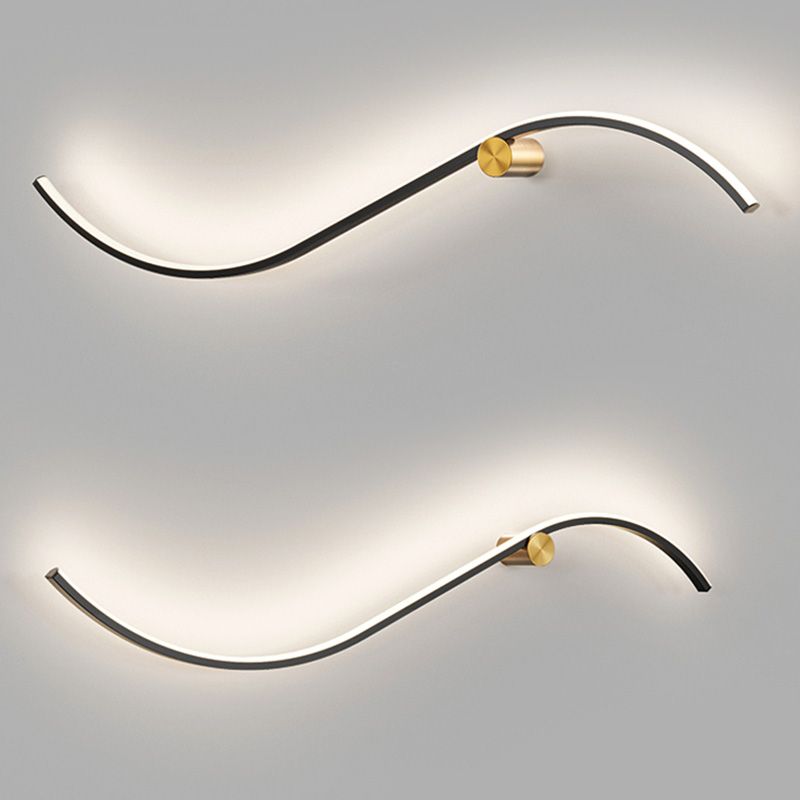 Modern LED Wall Mount Lighting Black Wave Wall Lighting Fixture with Metal Shade