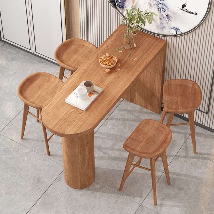 Industrial 41.3"H Bar Table Brown Wood Specialty Top Bistro Table with Double Pedestal