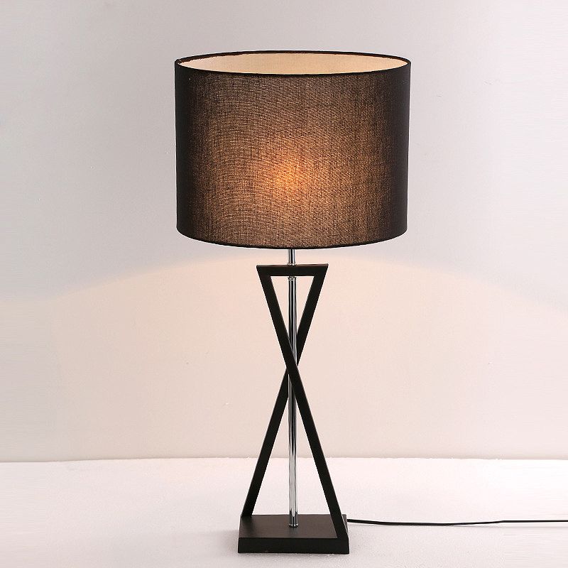 Lampada da scrivania del tamburo nero/nero Tessuto tradizionale 1 camera da letto leggera LEGGIO LEGGI