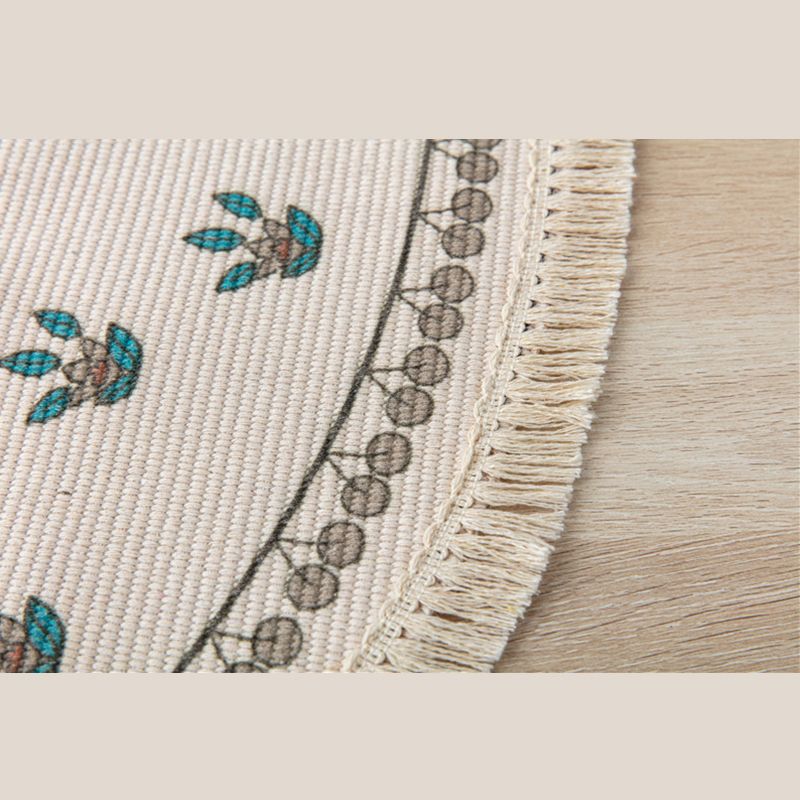 Bohemian Area Rug Americana Pattern Modern Carpet Fringe Design Cotton Blend Rug for Living Room
