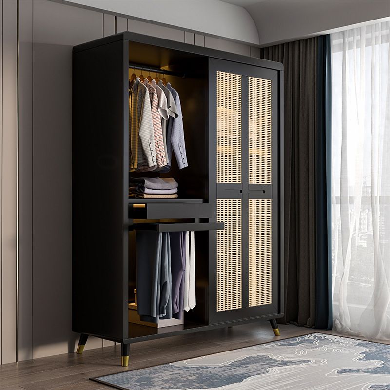 Rubberwood Wardrobe Cabinet Contemporary Wardrobe Armoire with Shelves