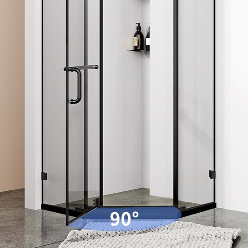 Neo-Angle Tempered Glass Shower Enclosure Black Framed Shower Kit