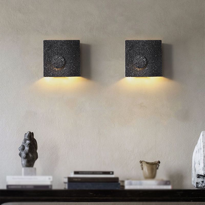 Stone Square Wall Sconce Lighting Modern Style 1 Light Wall Lighting Fixtures