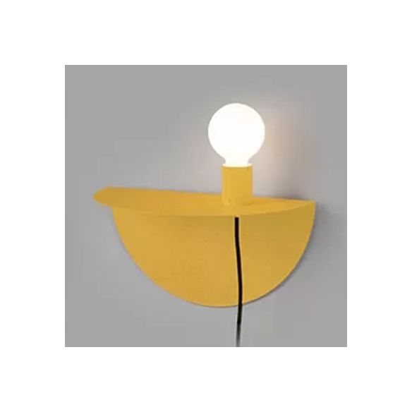 Open Bulb Kids Bedroom Wall Light with Half-Circle Metal 1 Light Nordic Style Sconce Light