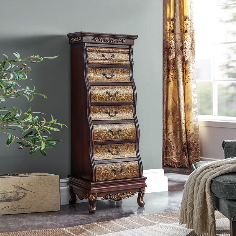 58.6" H Traditional Lingerie Chest Vertical Solid Wood Storage Chest