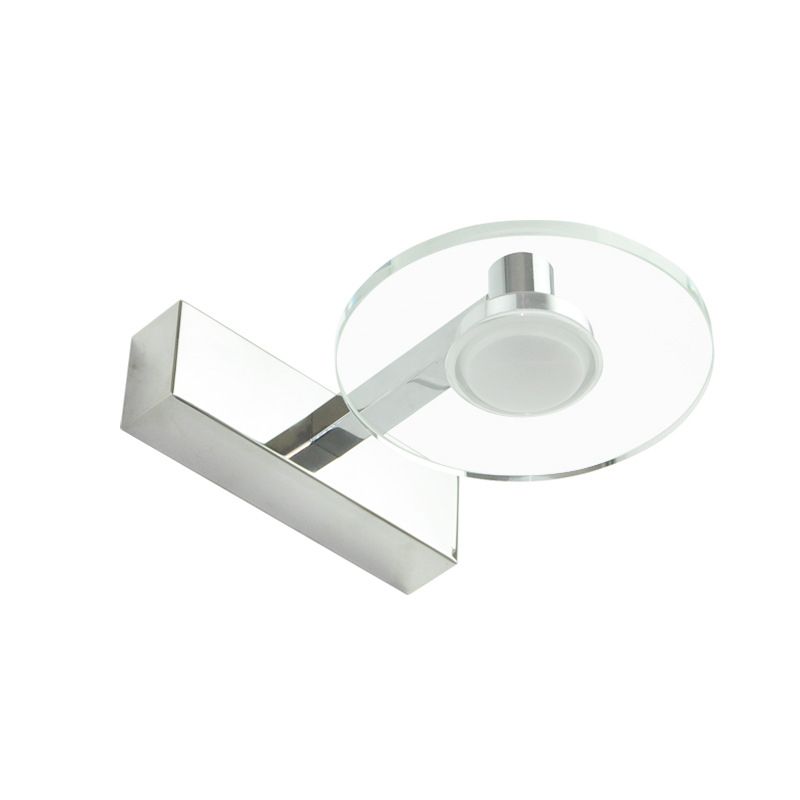 Translucent Crystal Vanity Light Sconce 1 Light Circle Vanity Vanity Lamp for Bathroom