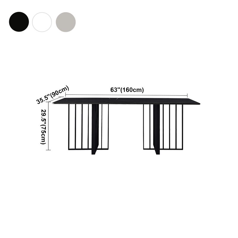 Industriële stijl gesinterde stenen tafel metaalachtige dubbele voetstuk Basis rechthoektafel