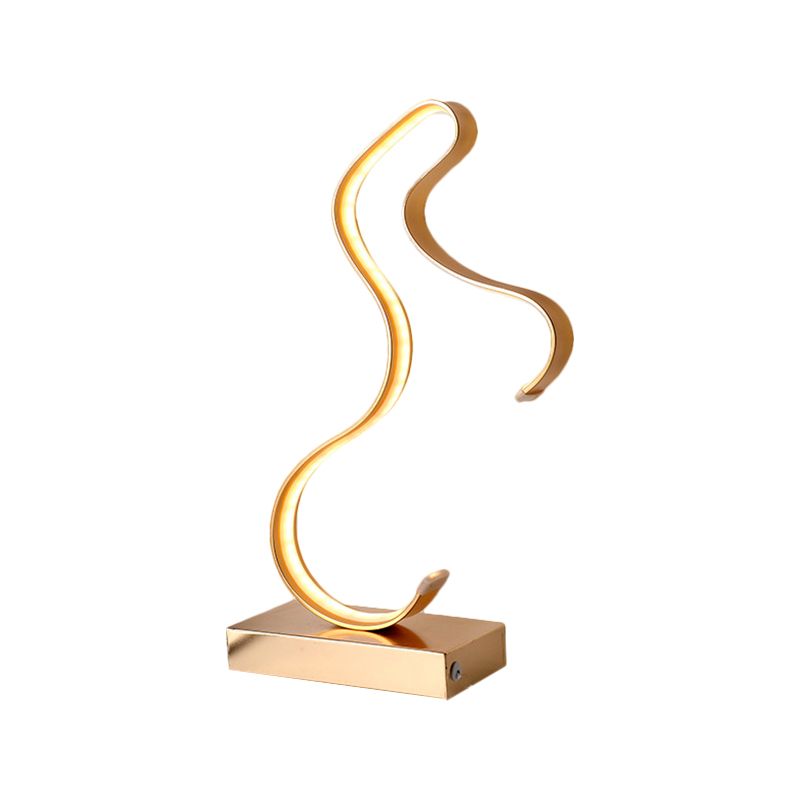 Simplicity Horse Profile Desk Lighting Metal LED Bedroom Nightstand Light with Oblong Pedestal in Black/White/Gold
