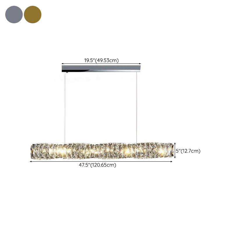 Modern Style Island Light LED Island Hanging Light with Crystal Shade for Dining Room