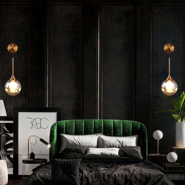 Luce murale a parete sferica in vetro Lucione da parete in stile moderno per camera da letto