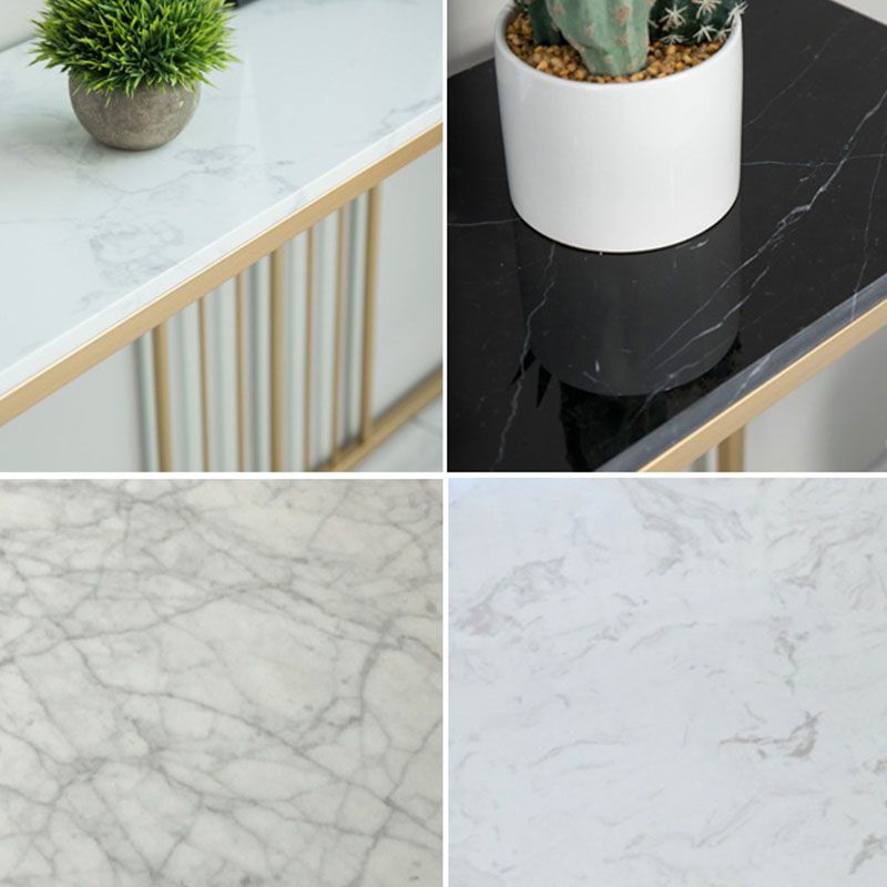 Abstract Coffee Table Glass/Marble Coffee Cocktail Table with Shelf