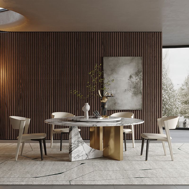 Round Dining Table Set 1/7/9 Pcs Marble Dining Table and Chair Chairs