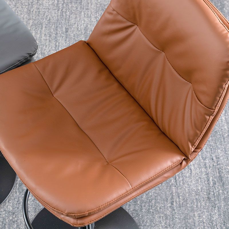Nordic Steel Adjustable Swivel Barstool Indoor Tall Stool with Leather Seat