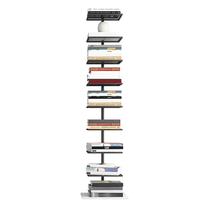 Open Metal Bookcase Modern Rectangular Shelves for Study Room