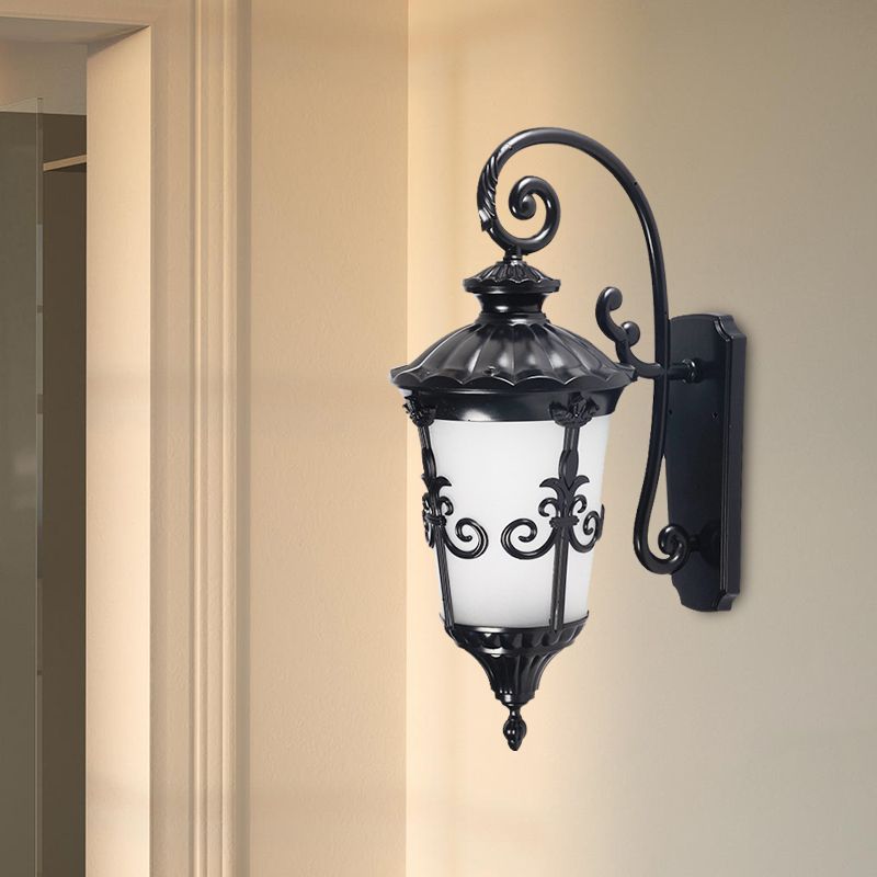 Applique murale en verre dépoli blanc pour ferme, 1 lumière, pour balcon, noir