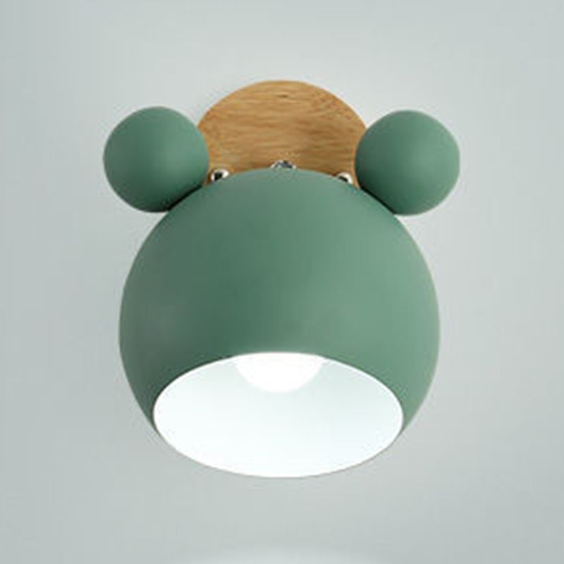 Children Wall Light Flush Mount Polish Finish Wood Lighting for Foyer