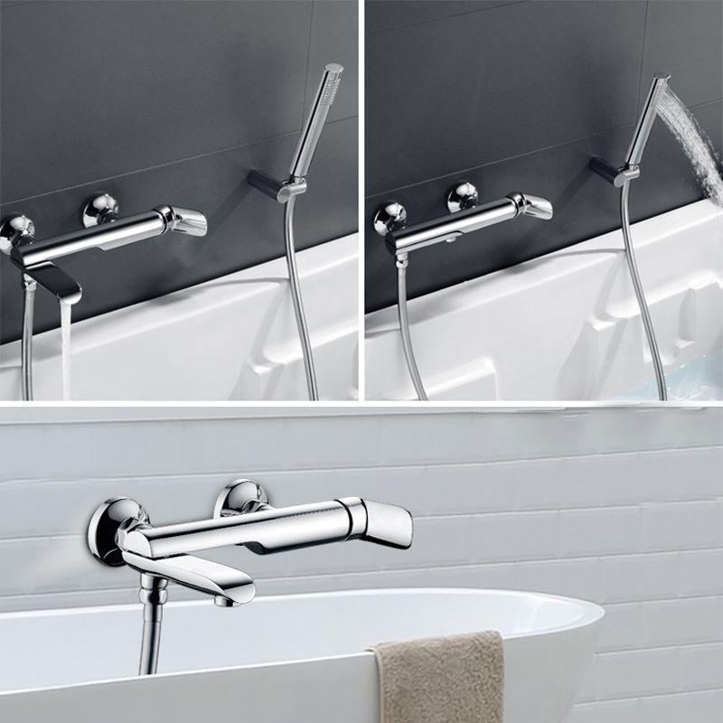 Contemporary Wall Mounted Copper Freestanding Tub Filler Single Handle Faucet