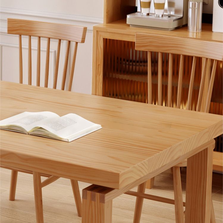 Industrial Dining Room Table Solid Wood Rectangle Dinette Table in Natural