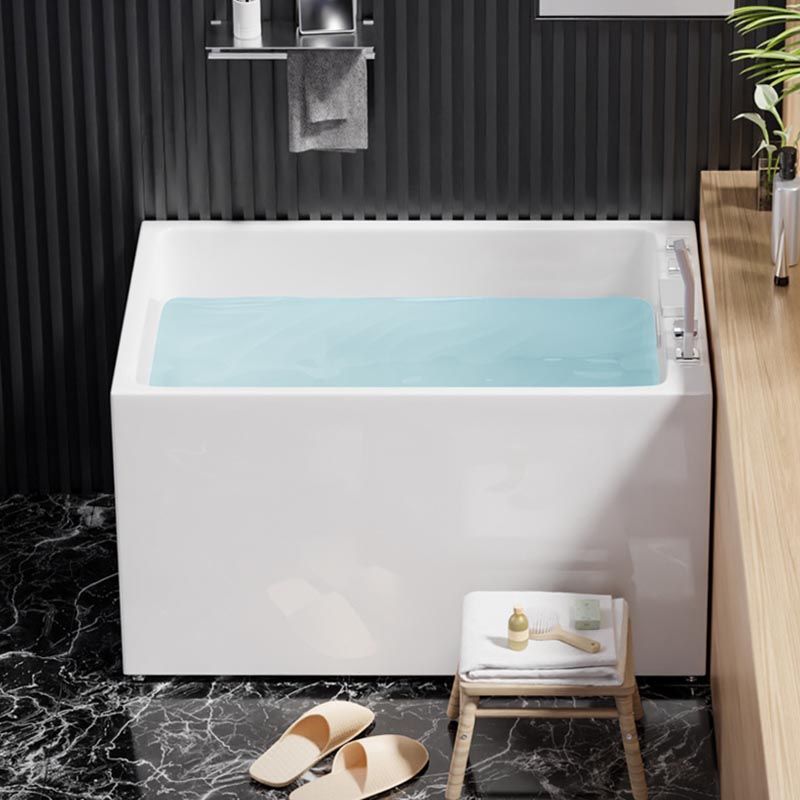 White Acrylic Alcove Bath Tub Rectangular 25" H Bathtub for Home (Without Faucet)