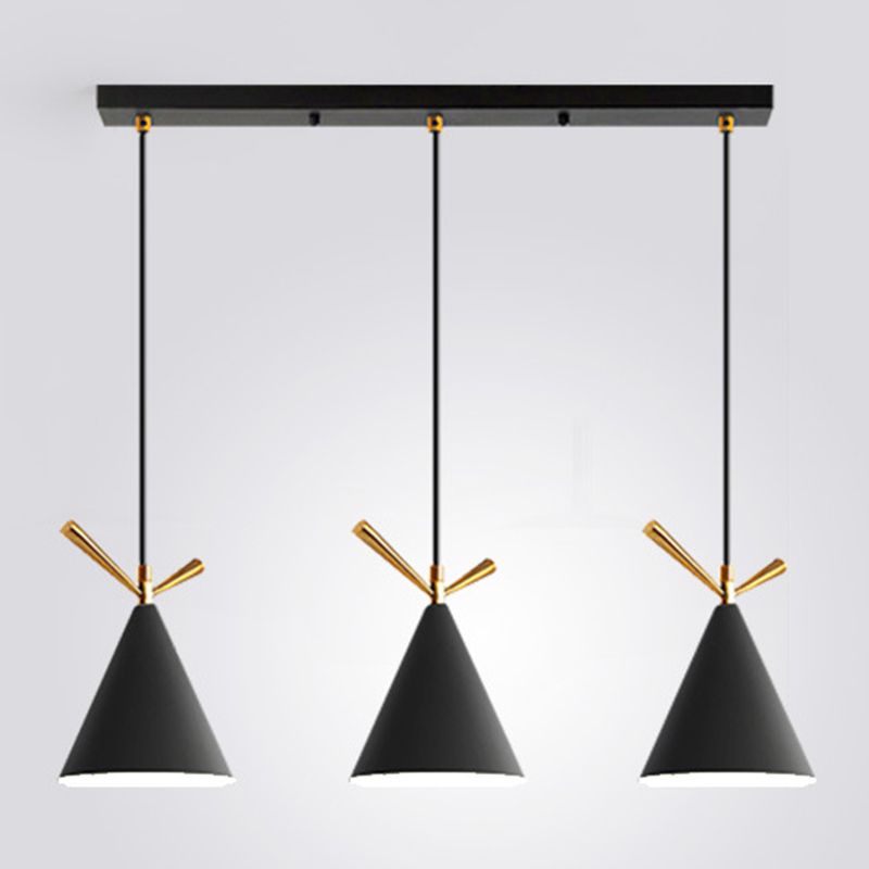Modern Cone Shade Island Pendant Light 3-Light Ceiling Light with Metal Shade
