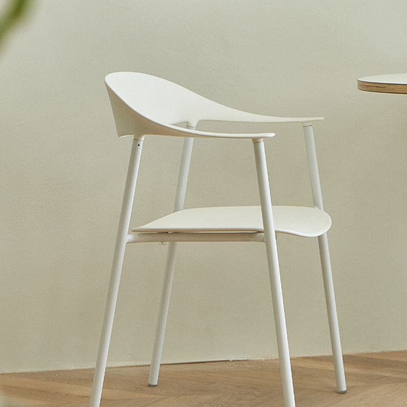 Modern Open Back Side Chair Plastic Arm Indoor Chair with Metal Base