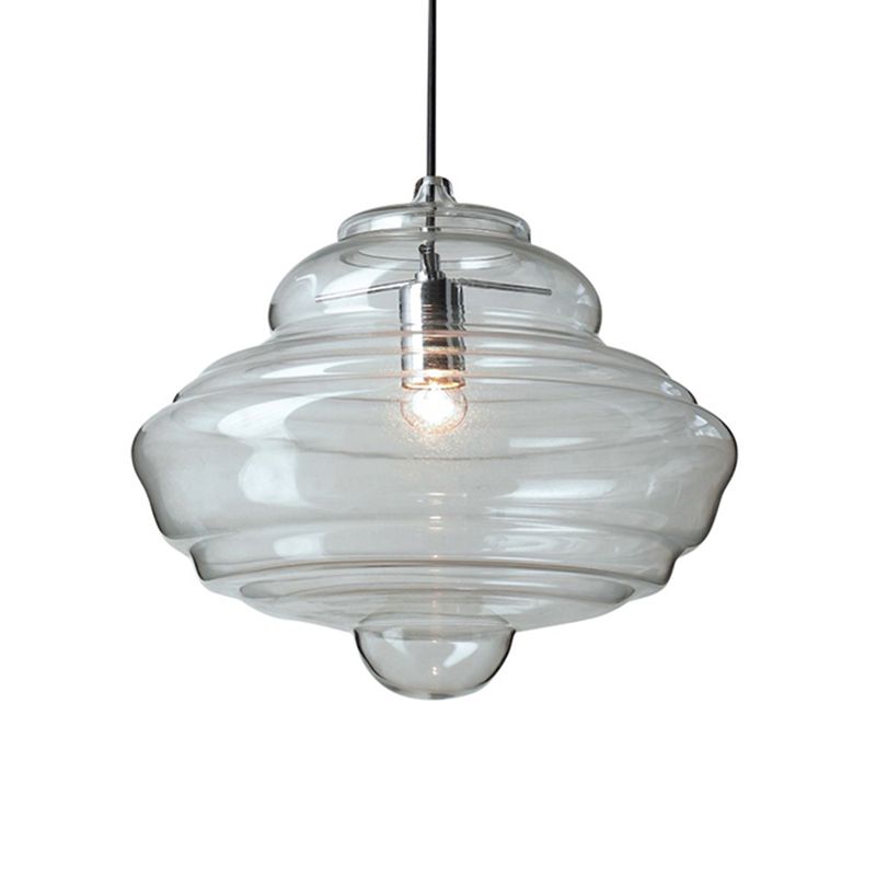 Spool contemporaneo/a sospensione Luce a sospensione Clear/Blu Fuffle Glass 1 Luce Luce a soffitto appeso