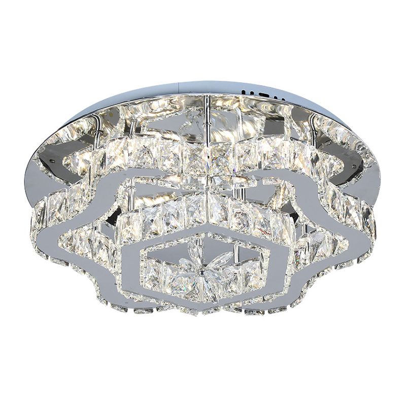 Control Crystal LED Semi Flush Flush Modernista Acero inoxidable Sala de estar de techo de techo