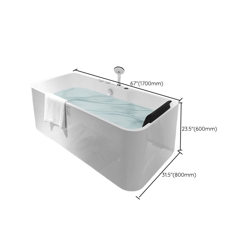 Acrylic Rectangular Tub Freestanding Soaking Bath , 31.5-inch Wide