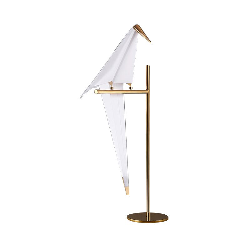 Lampada da tavolo per uccelli in plastica Stile contemporaneo 1 illuminazione da tavolo per finitura in oro chiaro per soggiorno