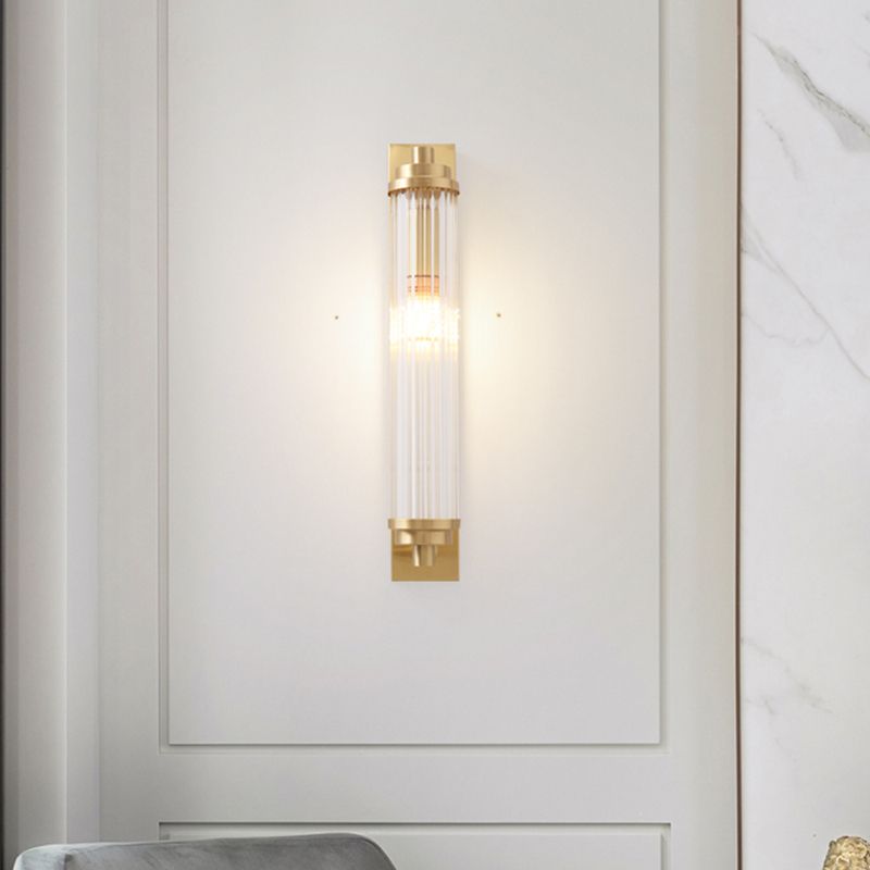 Cylinder Living Room Wall Light Fixture Clear Crystal Pipes LED Contemporary Wall Lighting