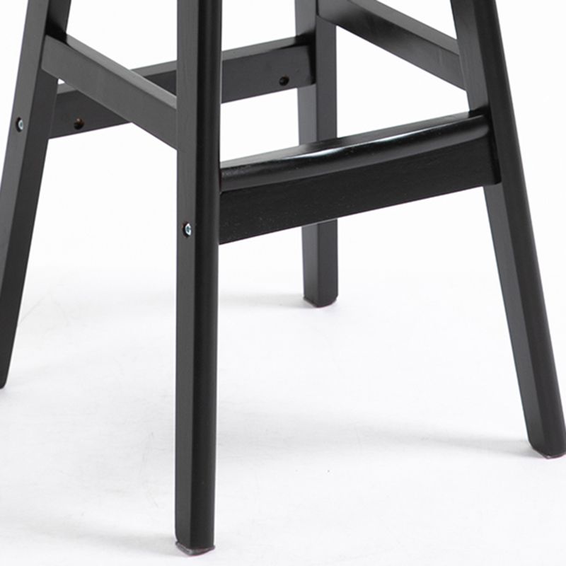 Scandinavian Wood Upholstered Counter Stools Low Back Bar Stools with Round Seat