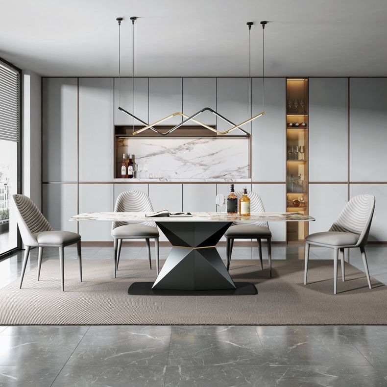 Modern Sintered Stone Top Dining Set Rectangle 1/2/5/7 Pieces Dinette Table Set