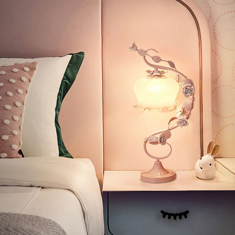 1 Light Drum Table Lighting Modern Style Glass Table Lighting for Bedroom