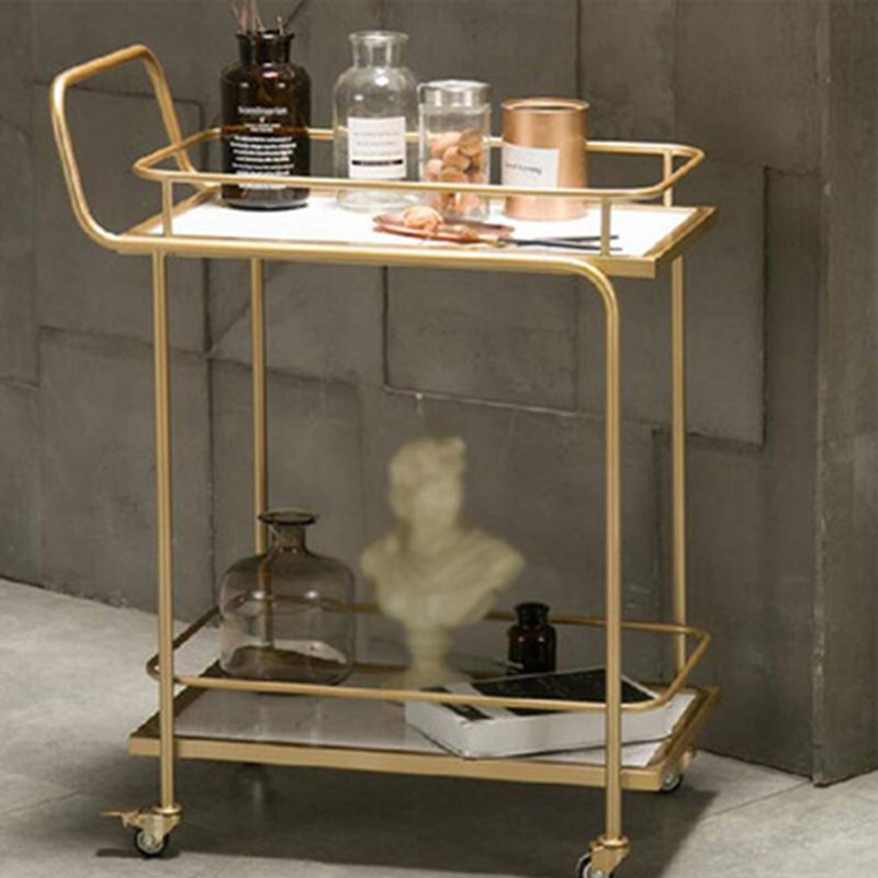 Modern Home Dining Prep Table 23.6"L Open Storage Rectangular Rolling Prep Table