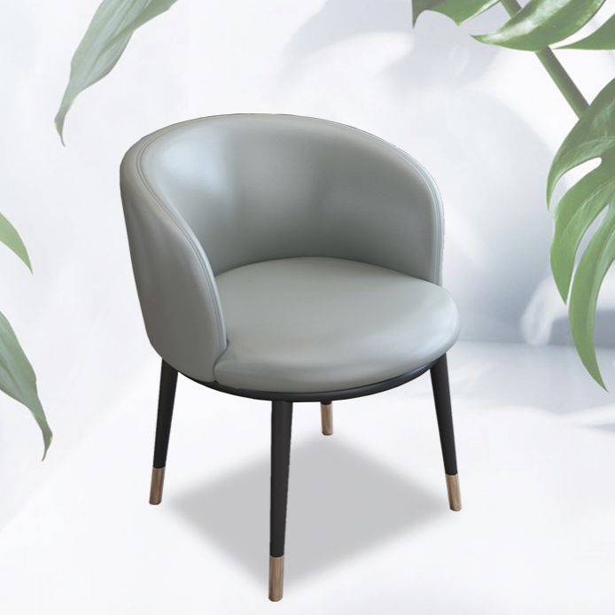 Faux Leather Contemporary Dining Chair with 4 Legs Matte Finish Solid Back Chair