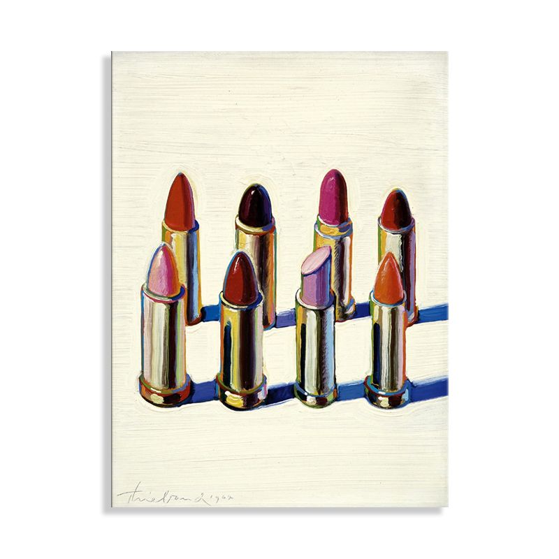 Lippenstift van verschillende kleuren schilderij in rode traditionele wanddecoratie voor eetkamer