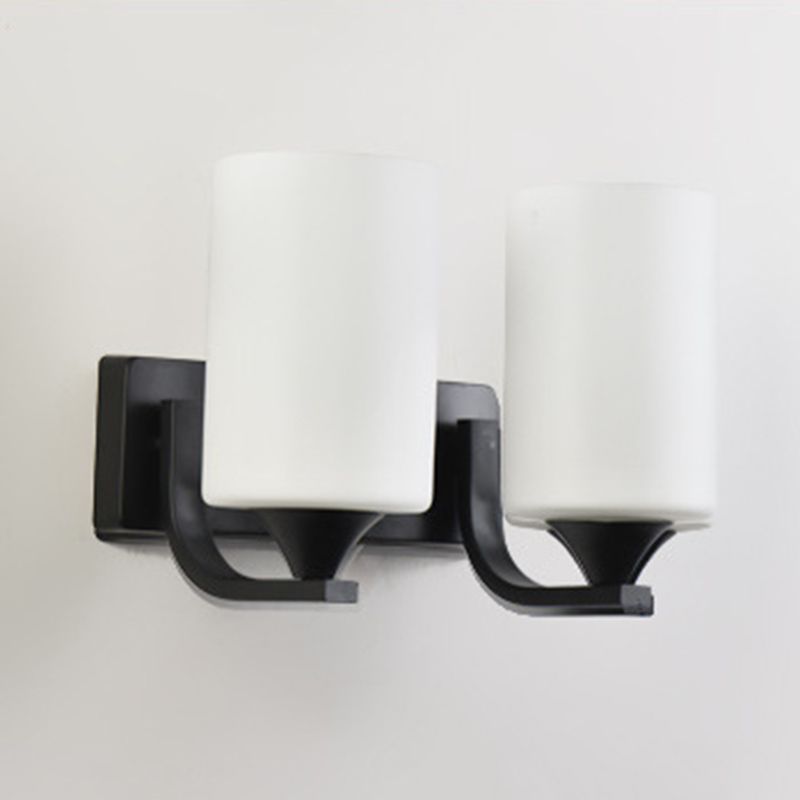 Industrial Vintage Sconce Light Fixtures Milk Glass Cylinder Vanity Wall Lamp Sconce