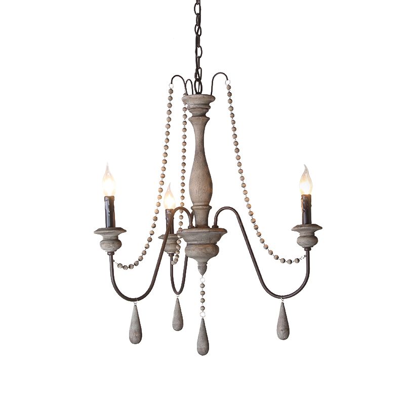 Farmhouse Spouping Arm Chandelier Wood suspendu plafond plafond avec candélabre Design