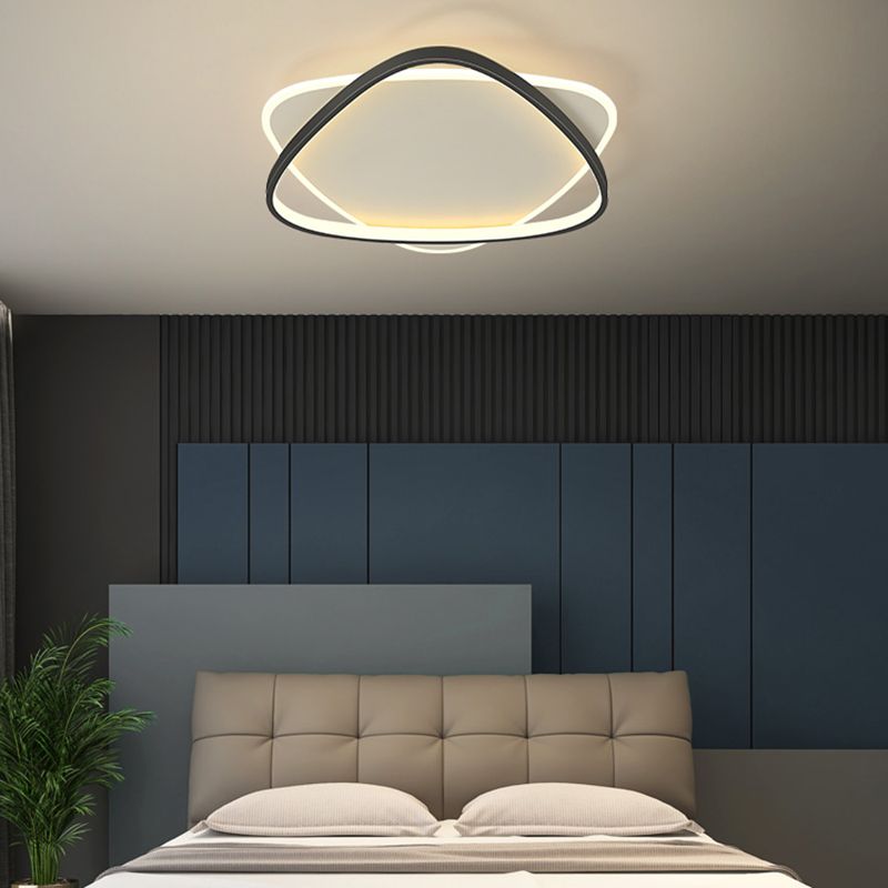 Plafonnier LED noir et blanc de style moderne, plafonnier géométrique en fer avec abat-jour en acrylique