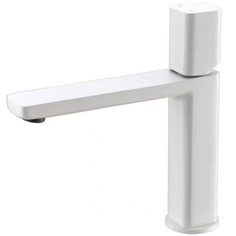 Modern Knob Handle Sink Faucet White Brass Bathroom Sink Faucet